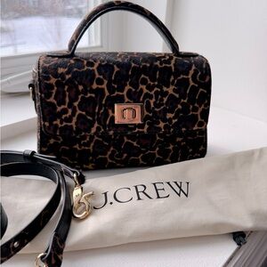 Jcrew Small Edie Top Handle Bag in Leopard Print Calf Hair
